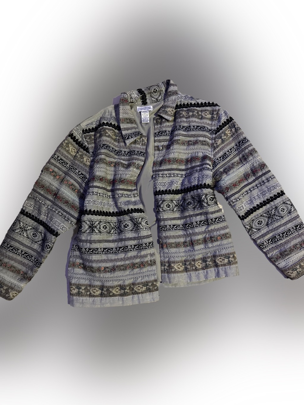 Tantrums Collection Gray Patterned Silk-Blend Jacket